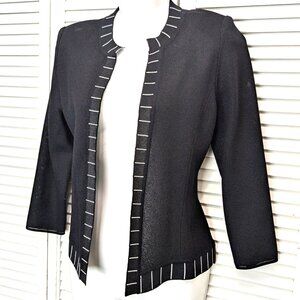 Misook Black Cardigan Jacket Open Petite XS Acrylic Knit Short Exclusively